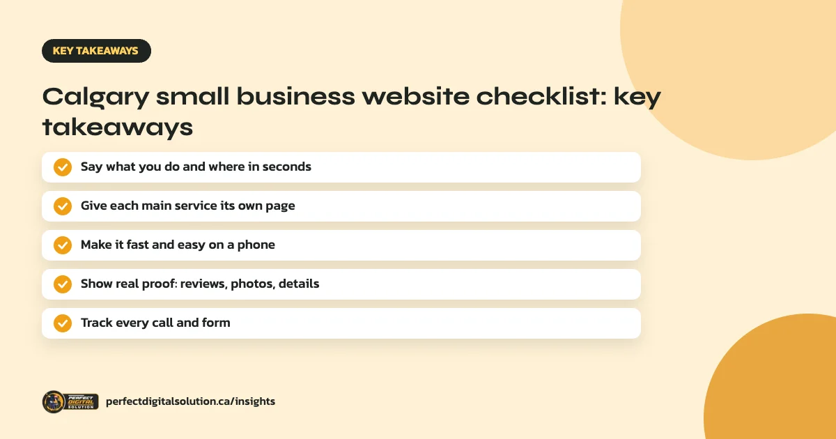 Calgary small business website checklist key takeaways from this guide