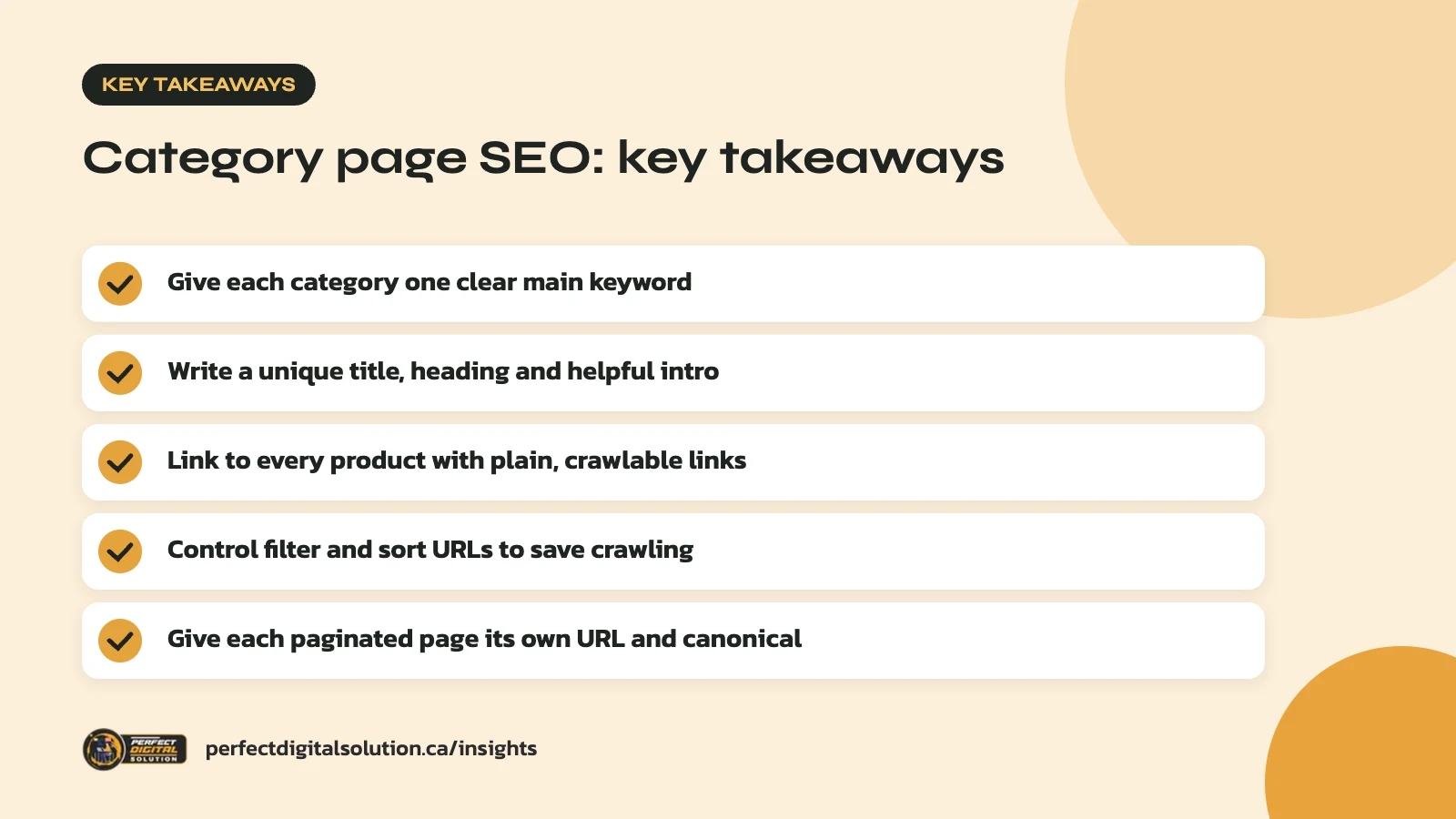 Category page SEO key takeaways from this guide