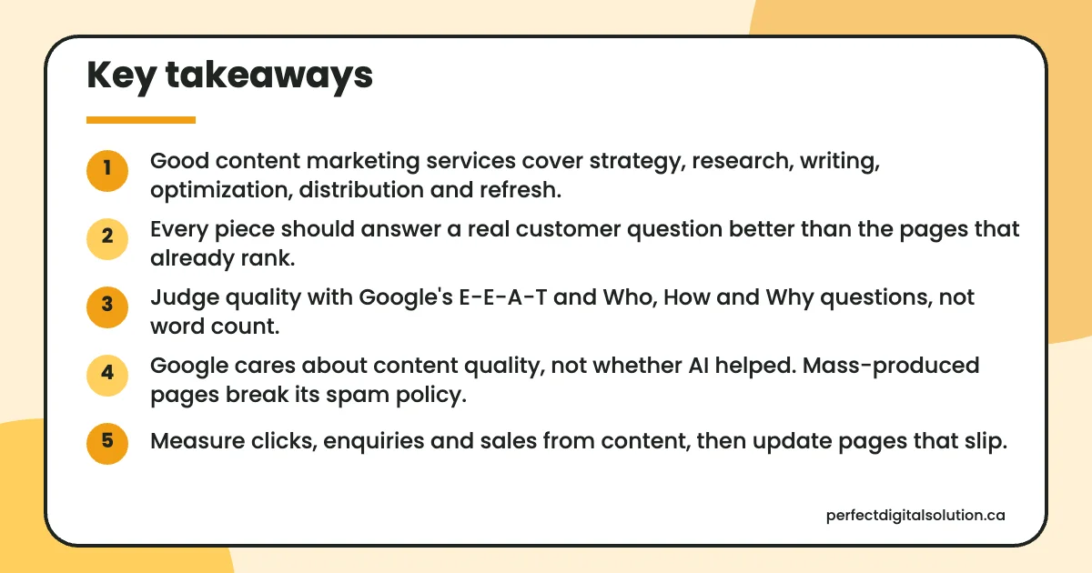 Content marketing services key takeaways from this guide