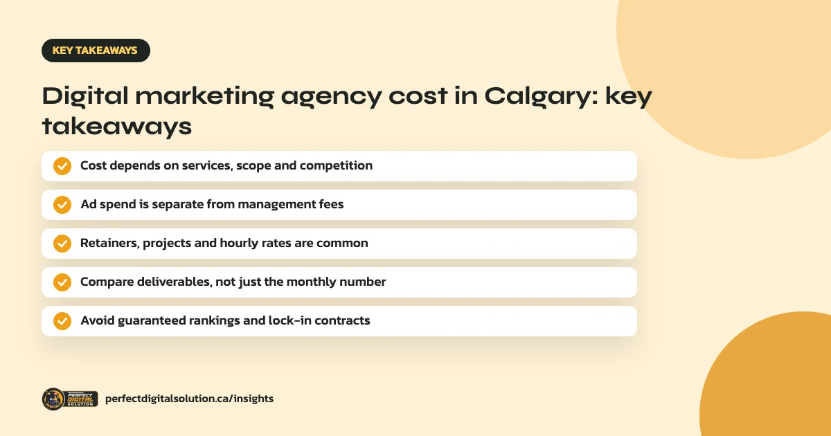 Digital marketing agency cost in Calgary key takeaways from this guide