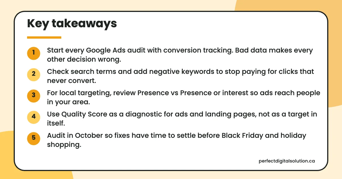 Google Ads audit key takeaways from this guide