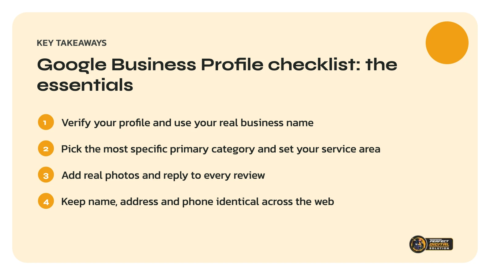 Google Business Profile checklist key takeaways for service businesses