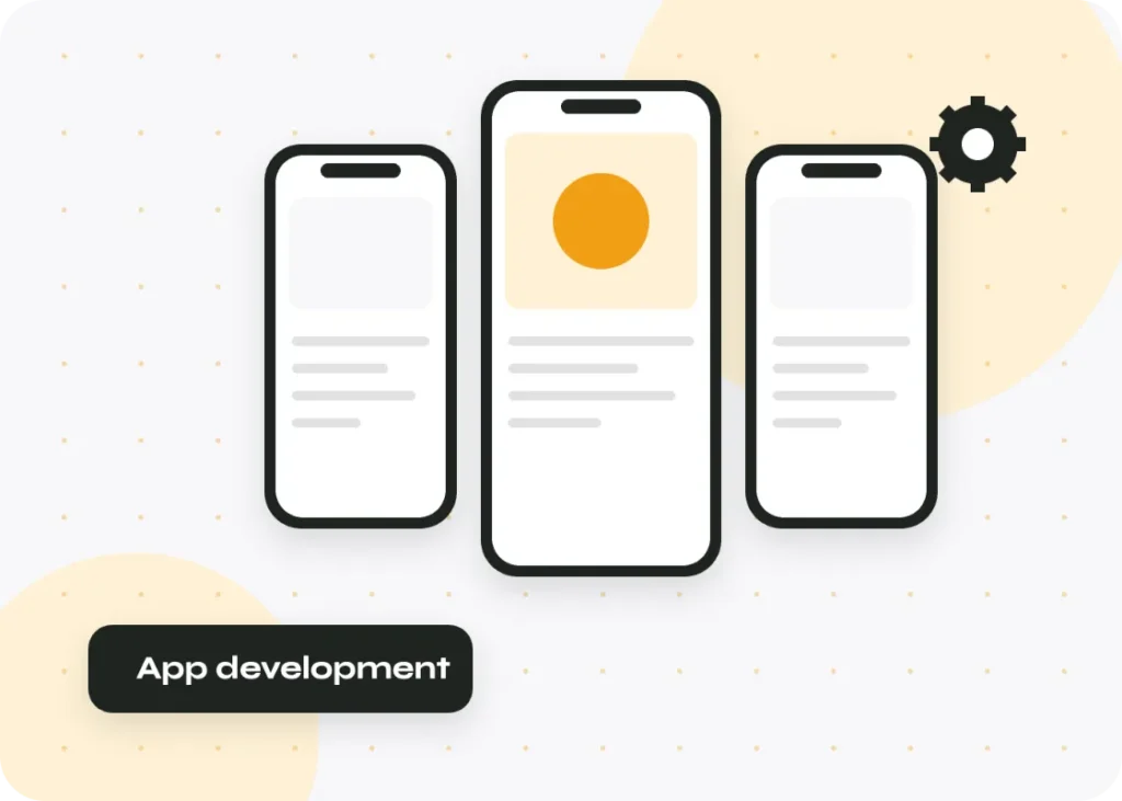 Mobile app development screens