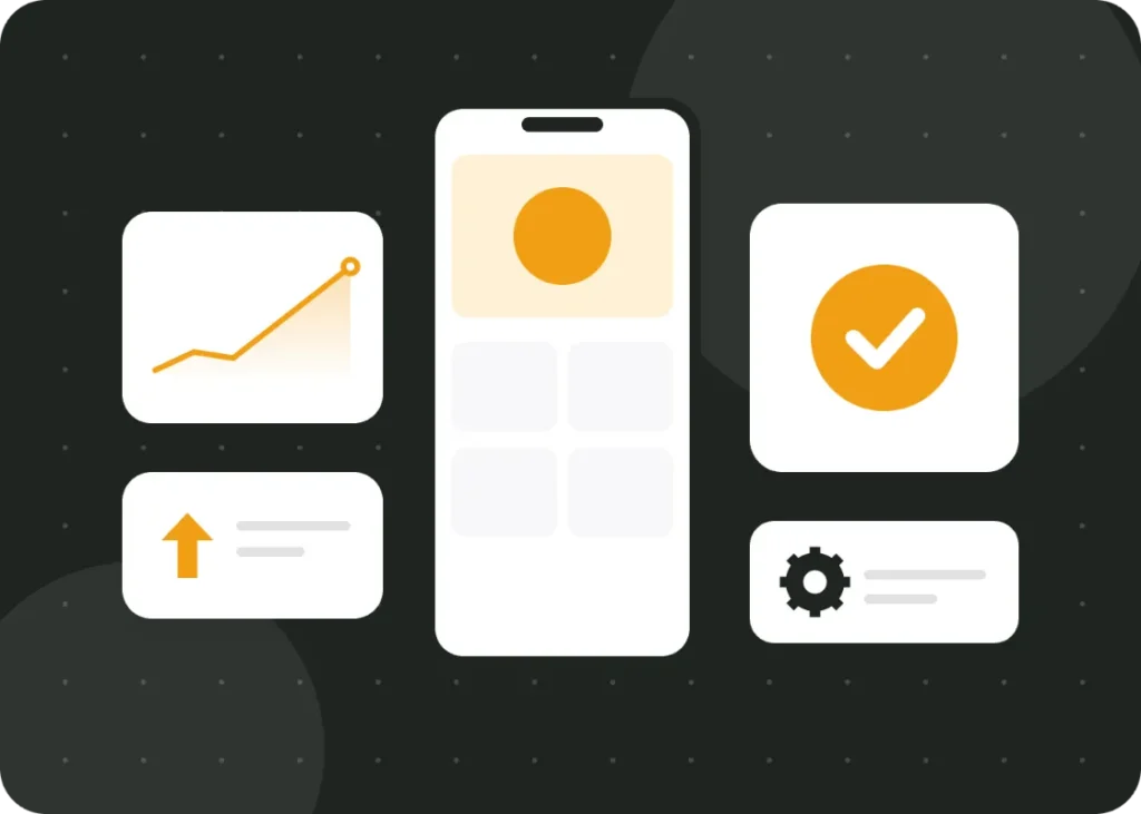 Mobile app launch with growth chart