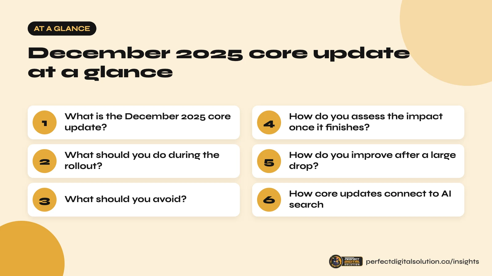 December 2025 core update at a glance: the main steps covered in this guide