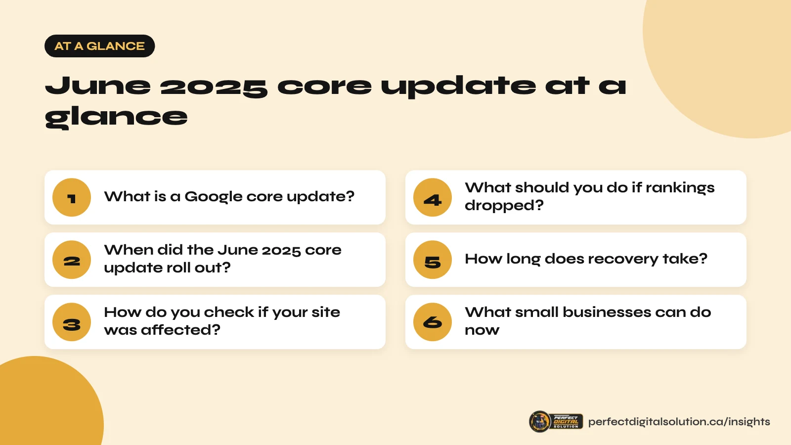 June 2025 core update at a glance: the main steps covered in this guide