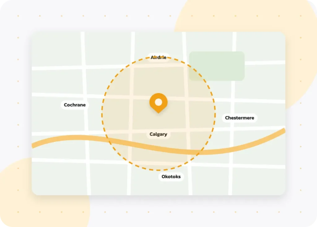Google Ads location targeting around Calgary, Airdrie, Cochrane, Okotoks and Chestermere