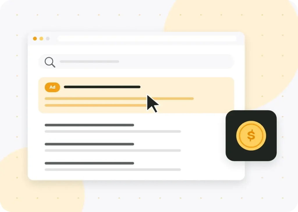 Google Ads search ad shown at the top of search results with a click