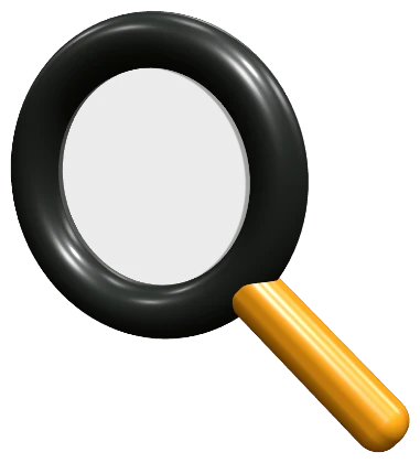 3D magnifying glass representing search