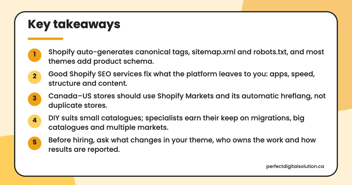 Shopify SEO services key takeaways from this guide
