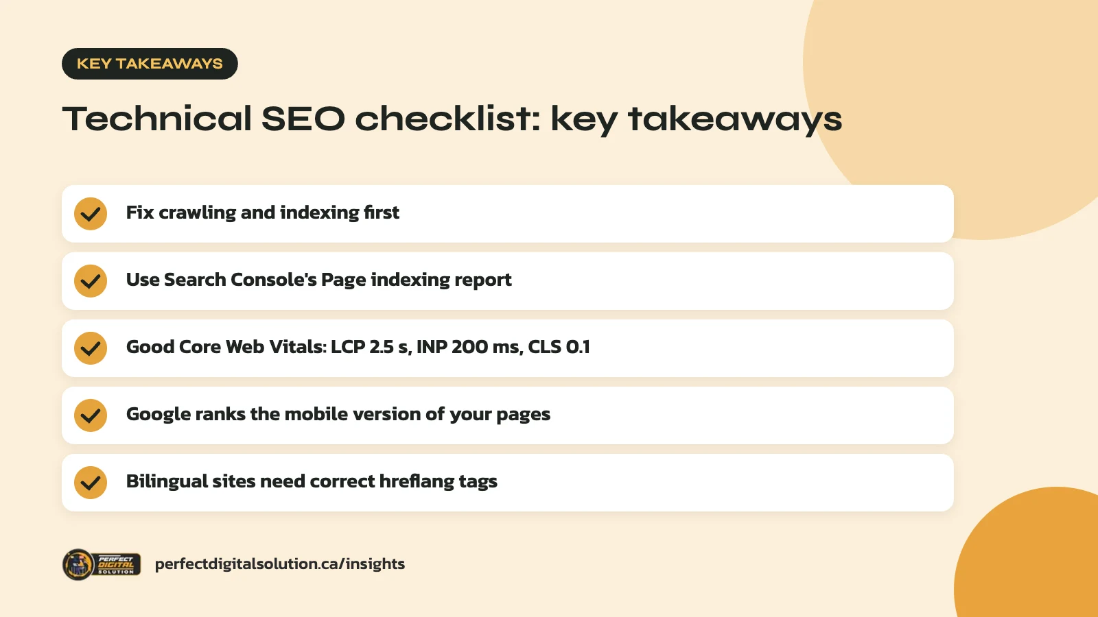 Technical SEO checklist key takeaways from this guide