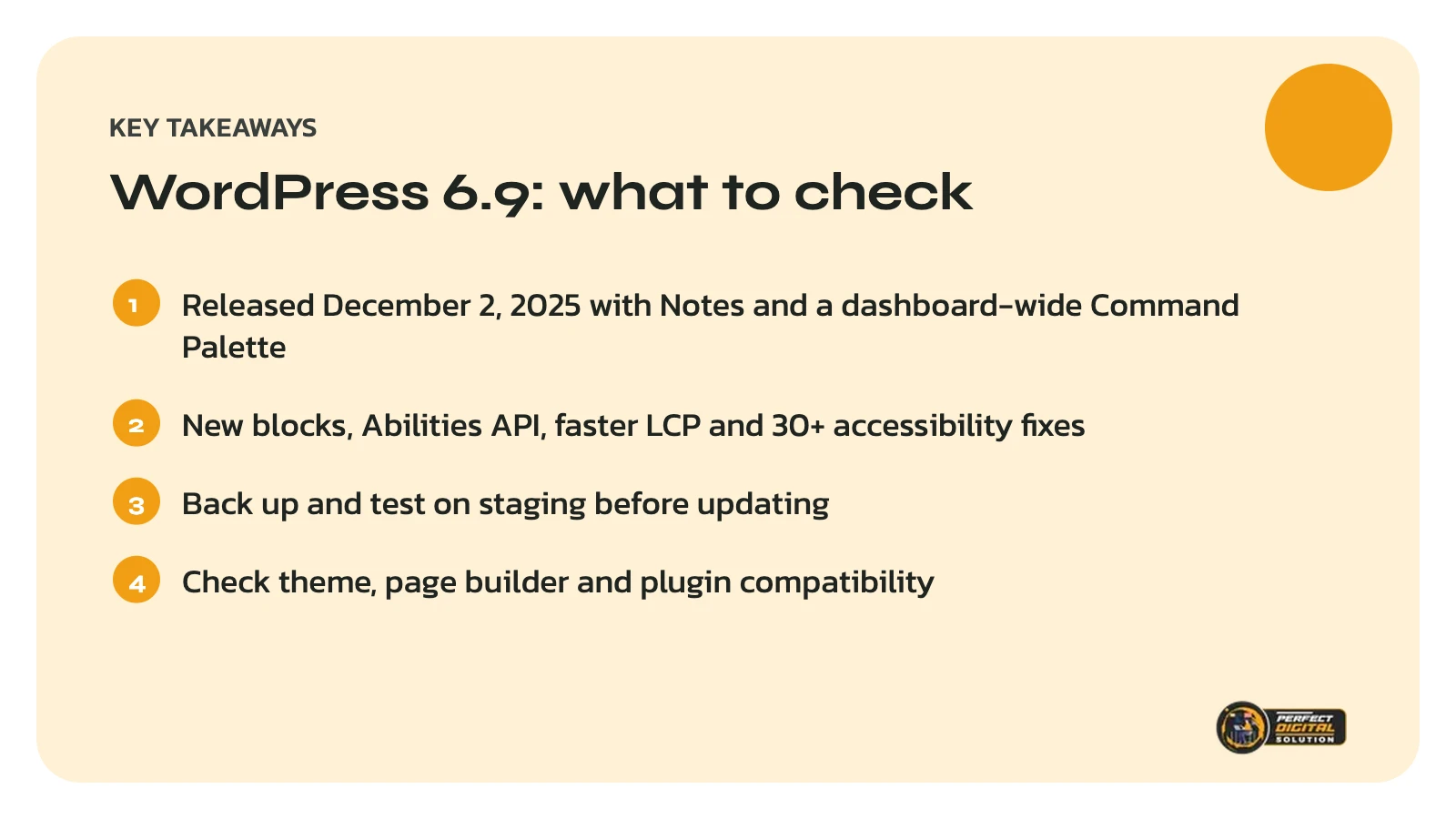 WordPress 6.9 key takeaways for business website owners